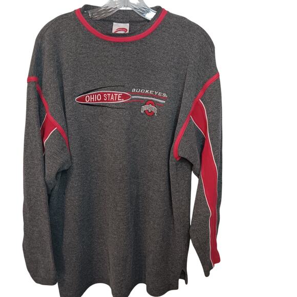 EUC Ohio State Buckeyes Size L Gray Cotton Long Sleeve Crewneck Sweater - Picture 1 of 5